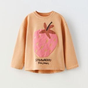 Zara 2-3Y strawberry toujours long sleeve shirt